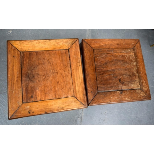 758 - A PAIR OF 19TH CENTURY CHINESE CARVED HARDWOOD TABLES Qing. 48 cm x 40 cm.