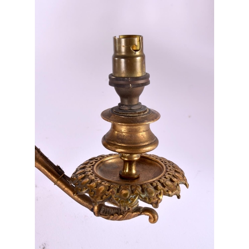 769 - A LARGE ANTIQUE GILT BRONZE HANGING WALL CANDLE STICK MIRROR. 48 cm x 32 cm.