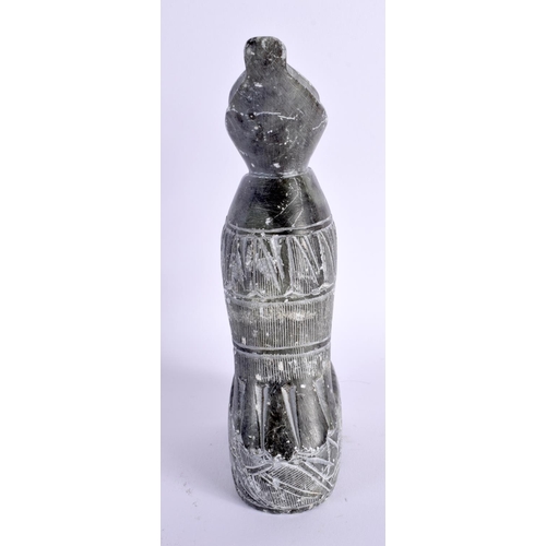 797 - AN EGYPTIAN REVIVAL CARVED STONE FIGURE OF HORUS. 21 cm high.