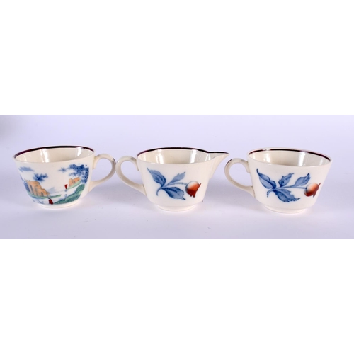 80 - AN UNUSUAL WEDGWOOD TEA FOR TWO TEASET decorated with a red painted figure fishing within a landscap... 