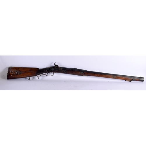 816 - AN ANTIQUE FISCHER SHOTGUN, together with 2 others.  Largest 123 cm long.(3)