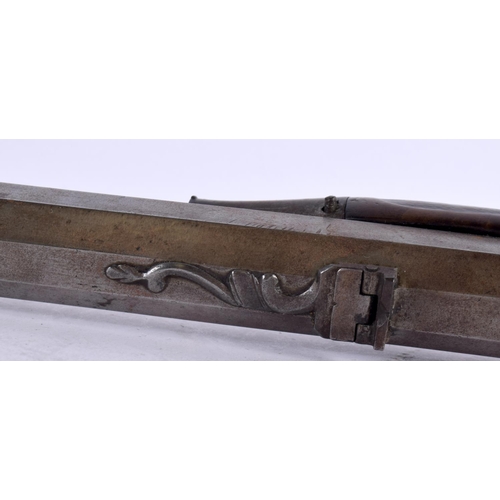 816 - AN ANTIQUE FISCHER SHOTGUN, together with 2 others.  Largest 123 cm long.(3)