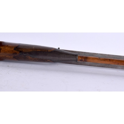 816 - AN ANTIQUE FISCHER SHOTGUN, together with 2 others.  Largest 123 cm long.(3)