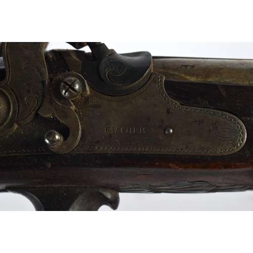 816 - AN ANTIQUE FISCHER SHOTGUN, together with 2 others.  Largest 123 cm long.(3)