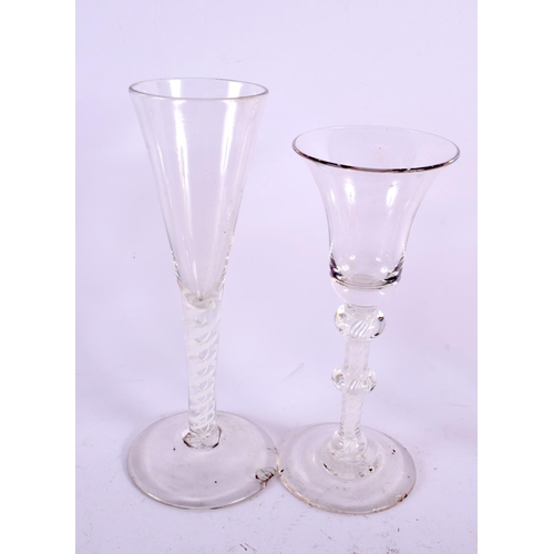 819 - EIGHT ANTIQUE SPIRAL TWIST WINE GLASSES. Largest 20 cm high. (8)