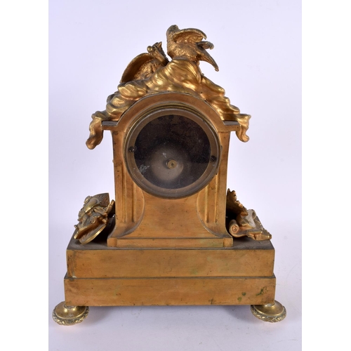 822 - A LARGE 19TH CENTURY FRENCH BRONZE AND SEVRES PORCELAIN MANTEL CLOCK painted with putti. 34 cm x 22 ... 