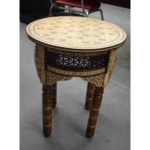 831 - A LOVELY ANTIQUE MIDDLE EASTERN MOORISH LIBERTY TYPE TABLE decorated all over with mother of pearl. ... 