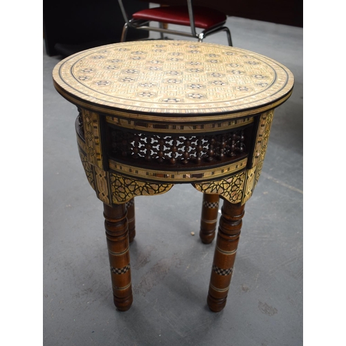 831 - A LOVELY ANTIQUE MIDDLE EASTERN MOORISH LIBERTY TYPE TABLE decorated all over with mother of pearl. ... 