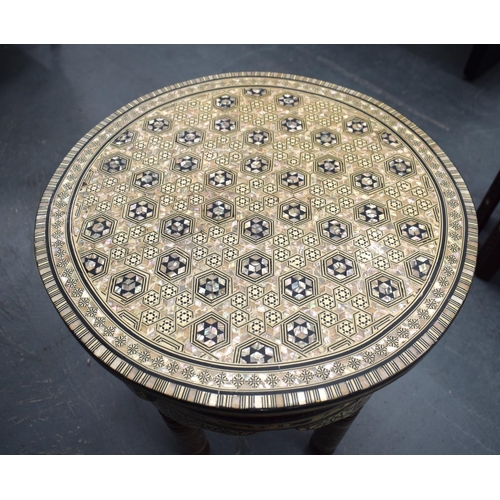 831 - A LOVELY ANTIQUE MIDDLE EASTERN MOORISH LIBERTY TYPE TABLE decorated all over with mother of pearl. ... 