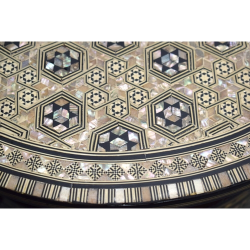 831 - A LOVELY ANTIQUE MIDDLE EASTERN MOORISH LIBERTY TYPE TABLE decorated all over with mother of pearl. ... 