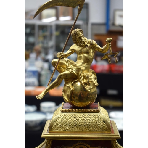 838 - A LARGE 19TH CENTURY FRENCH BOULLE BRACKET CLOCK formed with classical figures. 85 cm x 30 cm.