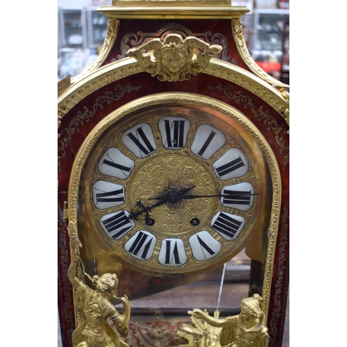 838 - A LARGE 19TH CENTURY FRENCH BOULLE BRACKET CLOCK formed with classical figures. 85 cm x 30 cm.