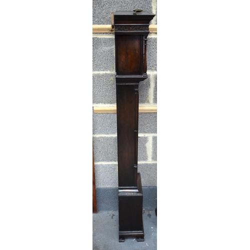 840 - AN ANTIQUE GRANDMOTHER CLOCK. 148 cm x 28 cm.