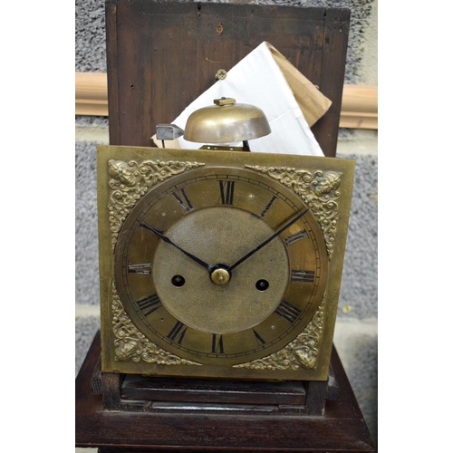 840 - AN ANTIQUE GRANDMOTHER CLOCK. 148 cm x 28 cm.