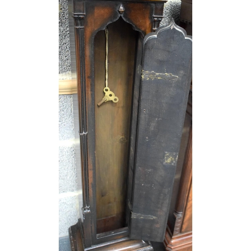 840 - AN ANTIQUE GRANDMOTHER CLOCK. 148 cm x 28 cm.