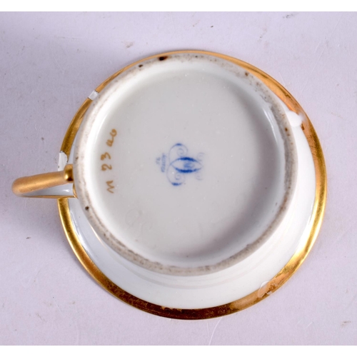 86 - A SEVRES PORCELAIN CUP AND SAUCER together with a similar saucer. 11.5 cm wide. (3)