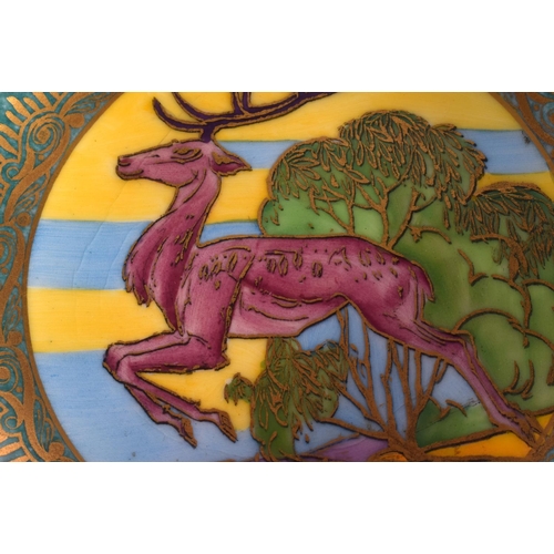 9 - A RARE ART DECO MINTON LUSTRE PORCELAIN BOWL painted with a deer. 14.5 cm wide.