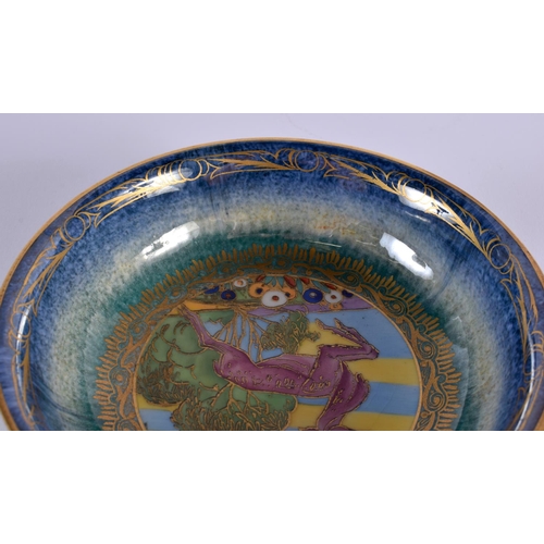 9 - A RARE ART DECO MINTON LUSTRE PORCELAIN BOWL painted with a deer. 14.5 cm wide.