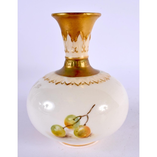 97 - A ROYAL WORCESTER PORCELAIN VASE by Lockyer. 12 cm x 8 cm.