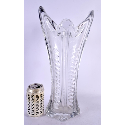 99 - A VINTAGE FRENCH GLASS BP MOTOR RACING TROPHY VASE C1965 possibly by Daum. 40 cm x 20 cm.