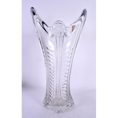 99 - A VINTAGE FRENCH GLASS BP MOTOR RACING TROPHY VASE C1965 possibly by Daum. 40 cm x 20 cm.