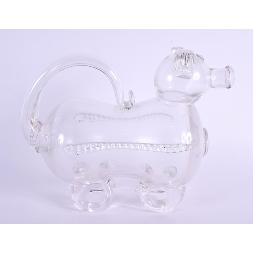 11 - AN ANTIQUE NOVELTY GLASS DOG DECANTER. 21 cm x 18 cm.