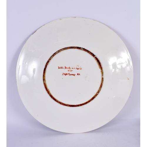 118 - A LARGE 19TH CENTURY ENGLISH PORCELAIN PAINTED PLATE After J M W Turner, together with a small Germa... 