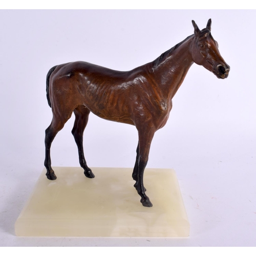 126 - A LATE 19TH CENTURY AUSTRIAN COLD PAINTED BRONZE FIGURE OF A HORSE Attributed to Franz Xavier Bergma... 