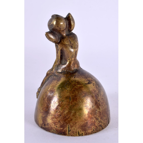 131 - AN ANTIQUE CONTINENTAL BRONZE IMP BELL. 8 cm x 4.5 cm.