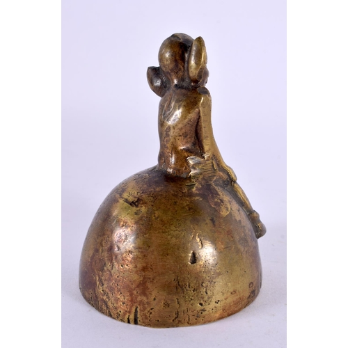 131 - AN ANTIQUE CONTINENTAL BRONZE IMP BELL. 8 cm x 4.5 cm.