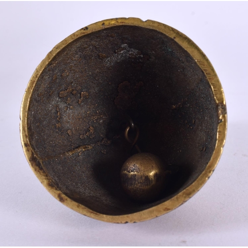 131 - AN ANTIQUE CONTINENTAL BRONZE IMP BELL. 8 cm x 4.5 cm.