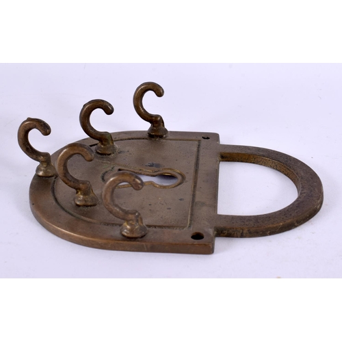 139 - A RARE VICTORIAN PADLOCK KEY HOLDER. 14 cm x 10 cm.