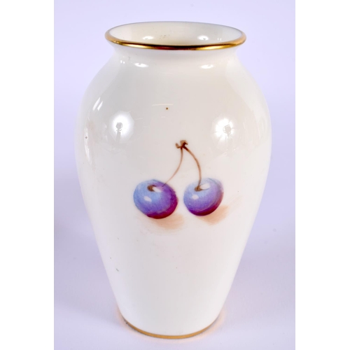 162 - Royal Worcester amphora shaped vase painted with fruit by Roberts, signed, date mark for 1959, shape... 