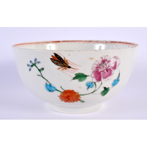 176 - 18th century bowl painted with the Harvest Bug or Astley pattern.  6.5cm high