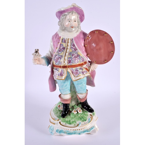 187 - 18th century Derby figure of Falstaff, metal sword lacking.  24cm high