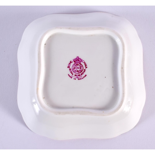 204 - Royal Worcester shaped square dish painted with flowers by H. Price, signed, date mark 1941.  12cm w... 