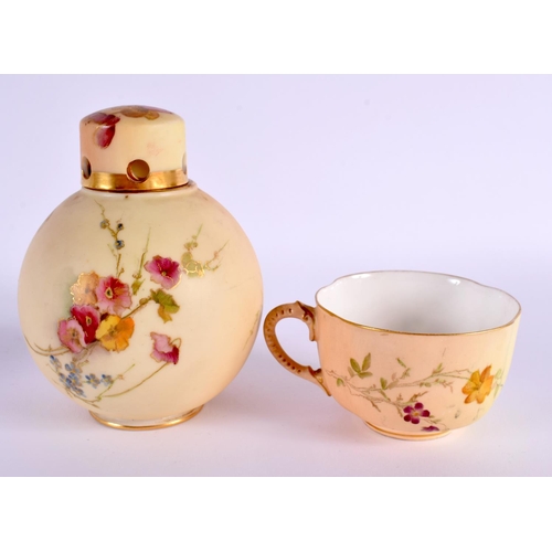 207 - Royal Worcester globular pot pourri vase painted and gilded with flowers date mark for 1899, and a s... 