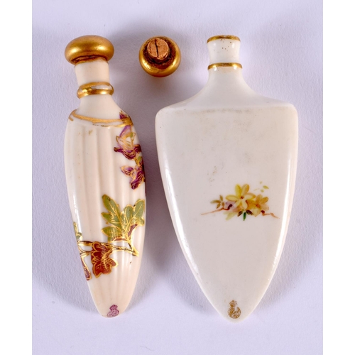 225 - 19th century Royal Worcester scent bottle painted with a bird in the style of W. Powell and a RW ivo... 