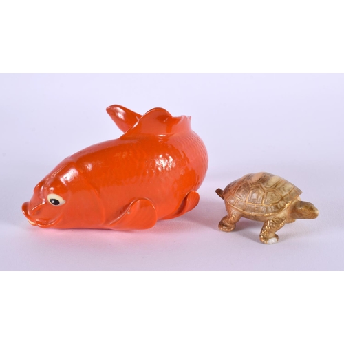 226 - Late 19th /Early 20th Royal Worcester netsuke figure of a carp together with a Royal Worcester nesuk... 