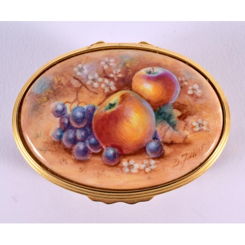 227 - Royal Worcester hinged porcelain box and cover painted with fruit by D. Fuller, signed, black mark l... 