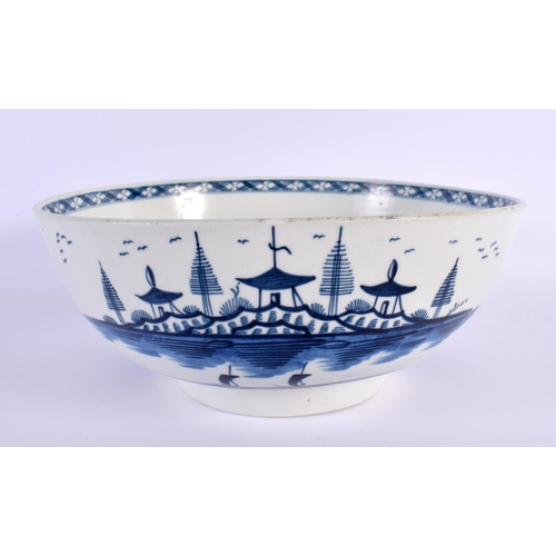 233 - 18th century Worcester punch bowl painted with the Rock Strata Island pattern.  10cm high