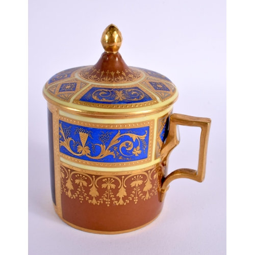 270 - Late 18th / early 19th century Vienna coffee can and cover finely painted with an old man, mother an... 