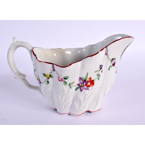 285 - 18th century Bristol rare low Chelsea ewer painted with a chain of flowers hanging from gilt loops. ... 