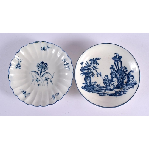 287 - 18th century pair of Caughley teabowl and saucer printed with Bell Toy and Mother and Child pattern,... 