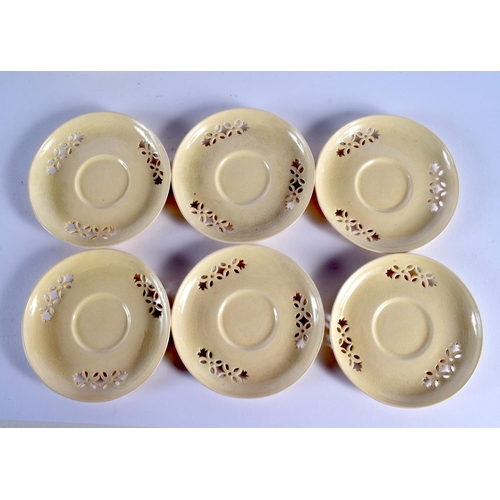 288 - Rare Yorkshire creamware tea service by J. T. Morton, Filey consisting of six reticulate cups, sauce... 