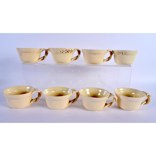 288 - Rare Yorkshire creamware tea service by J. T. Morton, Filey consisting of six reticulate cups, sauce... 