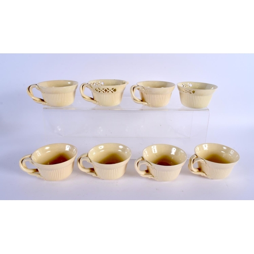 288 - Rare Yorkshire creamware tea service by J. T. Morton, Filey consisting of six reticulate cups, sauce... 