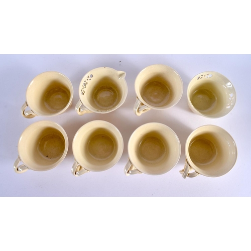 288 - Rare Yorkshire creamware tea service by J. T. Morton, Filey consisting of six reticulate cups, sauce... 