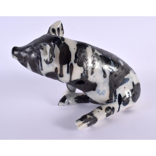 31 - AN UNUSUAL DANISH COPENHAGEN PORCELAIN FIGURE OF A PIG. 21 cm x 16 cm.