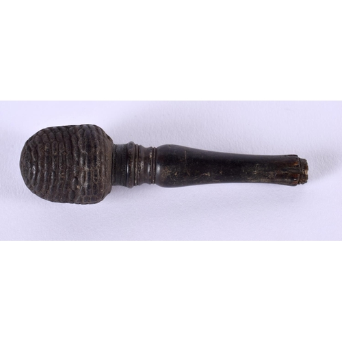 327 - A VERY RARE 18TH/19TH CENTURY EUROPEAN CARVED RHINOCEROS HORN PIPE TAMPER formed as a Nubian male. 1... 